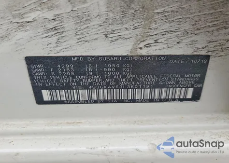 2020 Subaru Impreza Premium z USA, uszkodzony, nr VIN 4S3GKAV63L3601191